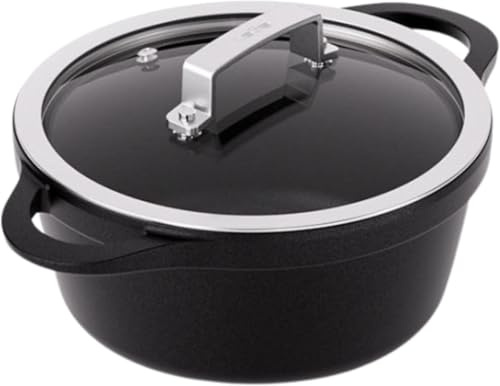 Valira Black Topf mit Deckel, hoch, geeignet für Induktionsherd, Schwarz 20 cm