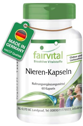 Fairvital | Nieren Kapseln - 60 Kapseln - HOCHDOSIERT - VEGAN - mit Cranberry, Bärentraube, Löwenzahn und mehr