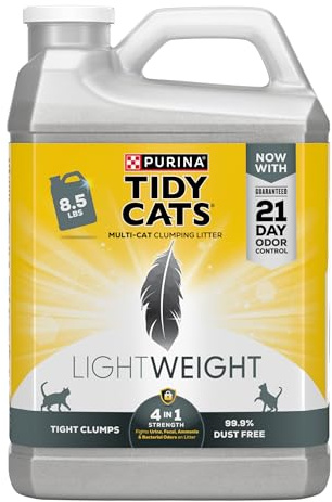 Purina Tidy Cats Light Weight, Low Dust, Clumping Cat Litter, LightWeight 4-in-1 Strength Cat Litter - (2) 8.5 lb. Jugs