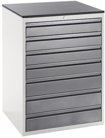 RAU | Schubladenschrank mit Teleskopführungen | Höhe 1030 mm | Schubladen 4 x 120 | 3 x 150 mm | lichtgrau/anthrazit | Breite 770 mm