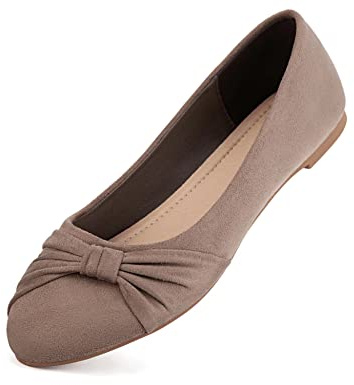 MaxMuxun Ballet Diseña Elegante Moda para Boda Talón Cerrado Taupe Mujer Talla 38 EU