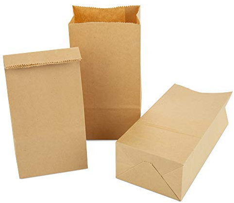 Vegena Kraftpapperspåse, 100 bruna strängade kraftpapperspåsar färskt bröd presentpåse mellanmål väskor papper förvaringsväska bröllop behandling café fest återanvändbar