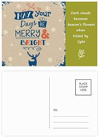Weihnachts-Postkarten-Set, Hirsch, Schneepoesie, 20 Stück
