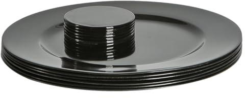 Argon Tableware Metallic Charger Plates & Coasters Set - Black - 12pc - 33cm - Metallic Finish Reusable Dining Table Setting Plates Drink Placemats for Christmas, Celebrations, Restaurant Decor