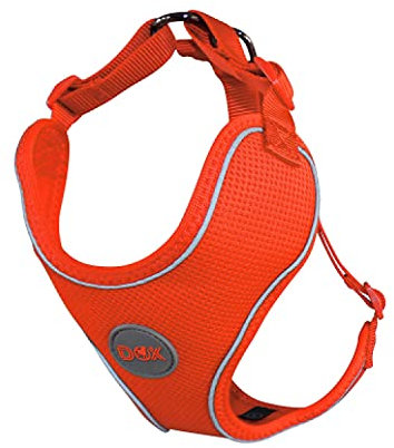 DDOXX Reflektierendes Airmesh Step-In Hundegeschirr - Verstellbare Brust Welpengeschirr für alle Größen - XL (Orange)