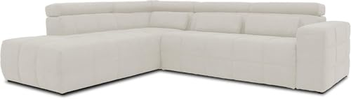 DOMO. collection Ecksofa Brandon, Sofa mit Rückenfunktion in L-Form, Polsterecke, Eckgarnitur Ottomane links 275 x 228 x 98 cm (BxTxH), beige | Ottomane links mit Rückenfunktion, stilvolle Polsterecke in L-Form mit Steppung und Gleitern, 275 x 228 x 98 cm (BxTxH)
