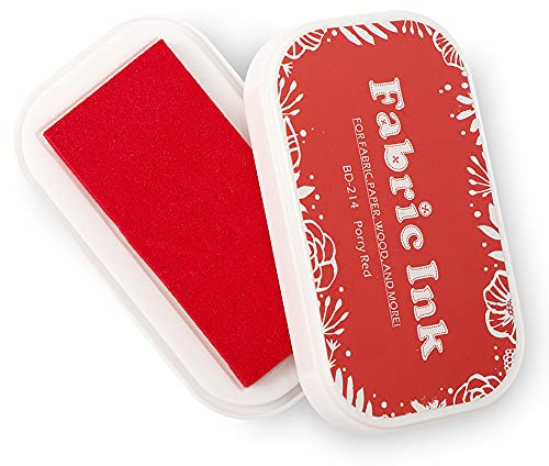 Stoff-Stempelkissen für Gummistempel, waschbare Bastel-Stempelkissen für Kartenherstellung Scrapbook, permanentes Stempelkissen für Holz, Papier, 9,4 x 5,3 cm (rot, 214)