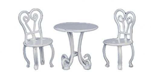 Melody Jane Puppenhaus-Set, Bistrotisch und Stuhl, 1:24, 1,2 cm, Weiß