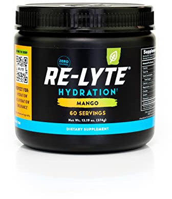 REDMOND Re-Lyte HYDRATION Drink Mix MANGO, lata de 374 g - Electrolitos en polvo, sin azúcar, con auténtica sal Redmond Real Salt, electrolitos, más de 60 minerales y oligoelementos esenciales