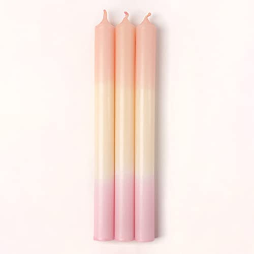 MADAM ERLE | 3er-Set Dipdye Stabkerzen | ROSA | handgemachte Kerzen extra lang| pastell farbig | bunt | Dekokerzen | Wohnzimmerdeko | tolle Geschenkidee für Frauen und Freundin| (Paraffin)