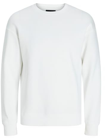 JACK & JONES Uomo Maglia Basic Maglione Manica Lunga Girocollo Caldo Pullover Senza Cappuccio JJESTAR, Colore:Bianco, Dimensione Maglia:L