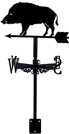 Girouette de jardin en métal avec montage sur toit en sanglier et indicateur de direction du vent, décoration d'intérieur rétro créative en acier inoxydable