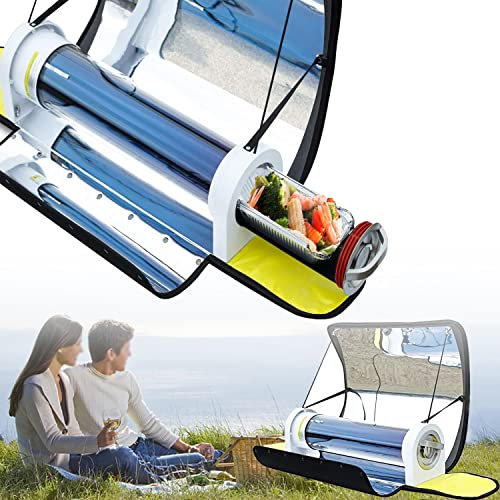 ANXYYDS Tragbarer Solarofen - 4.5L Große Kapazität Solarkocher Outdoor-Ofen Campingkocher Mit 2 Vakuumröhren Für 5-8 Personen Rucksack Wandern Familienfeier
