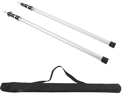 Alvinlite 2 Stück Aluminium-Planenstangen, Teleskop-Planenstangen 95 Bis 235 cm, Tragbare Baldachinstangen Mit Aufbewahrungstasche Für Wander- Und Rucksackreisen