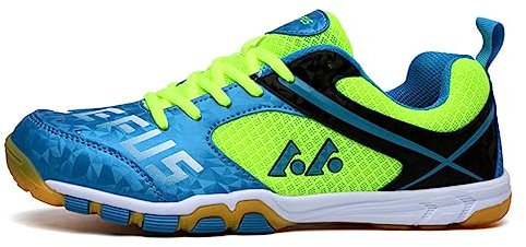 NGARY Männer Frauen Badminton Schuhe Mesh Tennis Squash Schuhe Turnschuhe für Hallenplätze für Tischtennis Pickleball Volleyball Racketball,Grün,45 EU