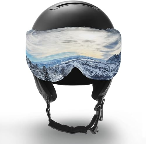 Two Horizons Skihelm Visier Schutz | Visierschutz für Skihelme mit Visier | Schutz vor Kratzern | Mikrofaser Putztuch | Ski Helmet Visor Cover | Visierhelm Schutz Überzug elastisch | Kratzschutz