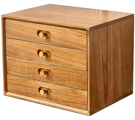 Aufbewahrungsbox Mit Schubladen - Schreibtisch Organizer Aktenschrank,A4 Flat Filing Cabinet -3 Layers,mehrschichtige Schreibtisch-Aktenbox,mehrschichtige Aufbewahrung,Metallgriff,Massivholzmaterial