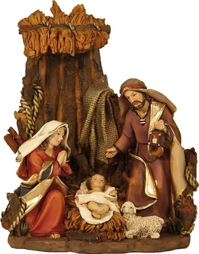 FADEDA blocco presepe, Sacra Famiglia nella stalla/altezza: 15 cm/figure del presepe dipinte a mano/dettagliate decorazione della tavola di Natale accessori per presepe