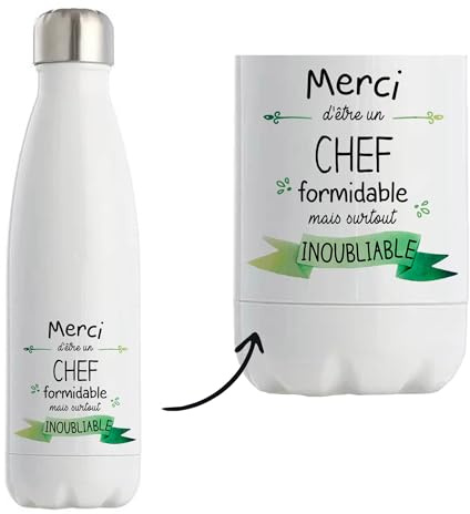 Planetee Bouteille isotherme Chef inoubliable Homme Gourde Réutilisable Cadeau Départ Retraite Collègue Anniversaire Noël