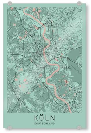 artboxONE Acrylglasbild 45x30 cm Städte/Köln City Köln Map Bild hinter Acrylglas - Bild köln köln köln City