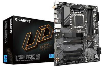 GIGABYTE Placa Base B760 DS3H AX (Rev. 1.x) LGA 1700 Intel B760 ATX con DDR5, 2* M.2, PCIe 4.0, USB 3.2 Gen 2 Type-C, WiFi 6E Realtek GbE LAN, Q-Flash Plus, PCIe EZ-Latch