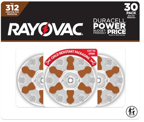 Rayovac Baterías para audífonos tamaño 312 (Paquete de 30), Pilas tamaño 312