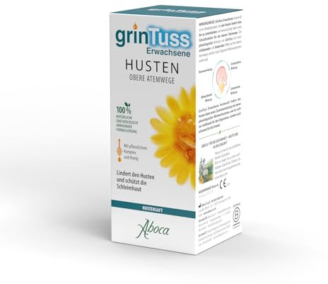 GrinTuss Hustensaft für Erwachsene 128g - Lindert den Husten der oberen Atemwege und schützt die Schleimhaut