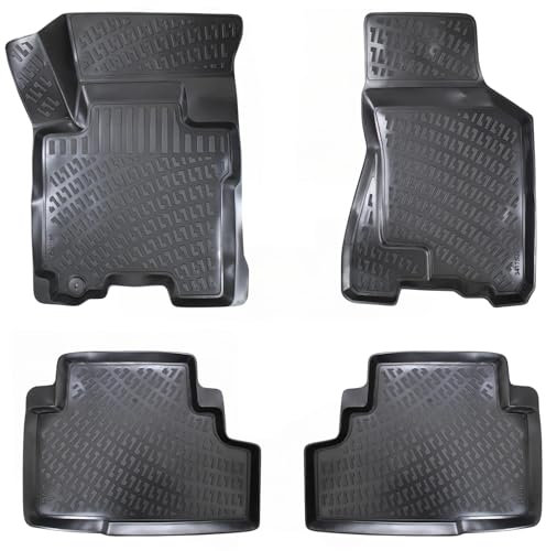 Rizline Passgenau 3D Fussmatten Auto Kompatibel mit Kia Sportage 2.Gen 2005-2009 Auto Zubehör 1. und 2. Reihe Gummimatten Autos TPE Allwetter Geruchlos rutschfest Vorne & Hinten Schwarz