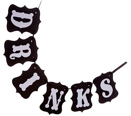 Getränkebanner Wimpelkette aus Papier mit Schwarzem Seil