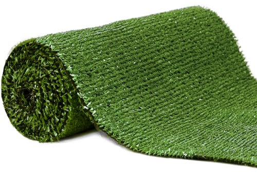 Mazovia Kunstrasen Rasenteppich für Garten Balkone Terrassen Wintergärten Biergärten - Höhe: 6 mm Meterware Wasserdurchlässig - Grün dunkelgrün 300 x 500 cm