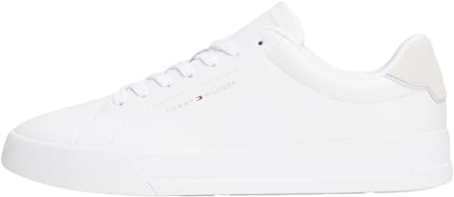 Tommy Hilfiger Court Sneaker Mujer Detail Essential de Piel, Blanco (White/Desert Sky), 45