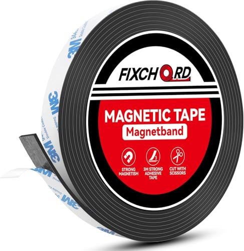 FIXCHORD Nastro Magnetico Autoadesivo, Banda Magnetica, Banda Magnetica Adesiva, Striscia Calamita per zanzariera, fai da te, tende da finestra, striscia magnetica 3m*15mm