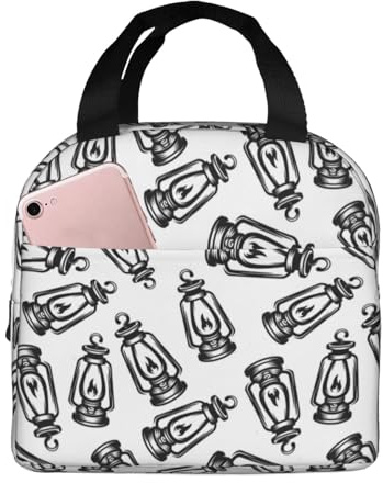 VOSERY Bolsa de almuerzo, lonchera para mujeres, hombres y adultos, bombilla vintage negra aislada, bolsa de almuerzo a prueba de fugas, reutilizable, de gran capacidad, para el trabajo, oficina