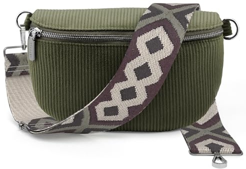 Artvall - Umhängetasche Cord Tasche Handtasche weiche Cordtasche Bauchtasche Klein mit Schultergurt Design Taschenband abnehmbar verstellbares Riemen Crossbody Bag Hüfttasche Damen mit Reißverschluss