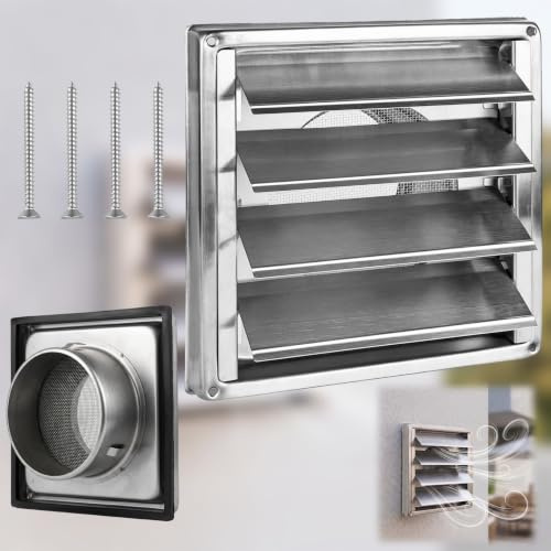 ACONDE Grille de Ventilation Acier Inoxydable: avec Moustiquaire Grille | Maille Fine de 1,2 mm Contre les Insectes Volants - 125mm Grille Aération Extérieur Hotte aspirante - 184×184 mm