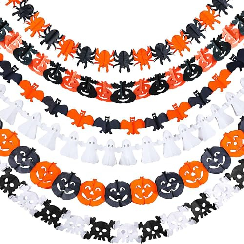 Vordpe 6 Stück Halloween Girlande Banner, Halloween Deko, Hängende Dekoration fur Bannerfür Halloween Party Deko, fur Halloween Party Deko Kinder