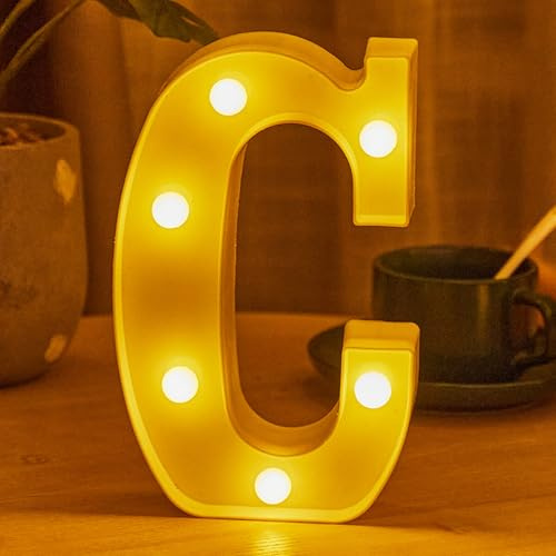 JYB Hopefuture LED Buchstaben 3D Lampe Beleuchtete Buchstabe, Dekorations Nachtlicht Lampe, für Hochzeit, Geburtstag, Party, Weihnachtslampe (C)