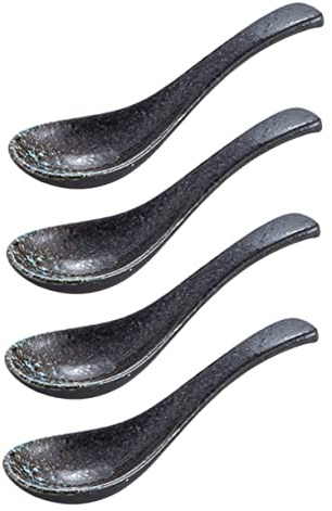 Japanischer Suppenlöffel 4 Stück aus Keramik für Haushalt und Küche | Reis und Desserts, Anti Verbrühend, Feine Verarbeitung, Schlichtes Retro Design