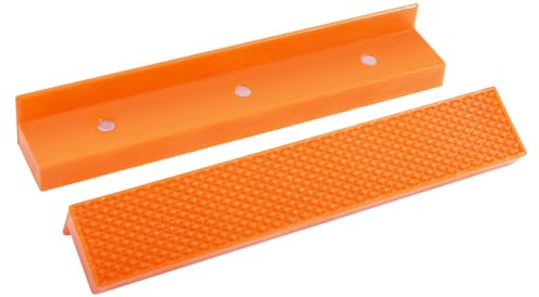 Skweawert 1 Pair 6 Inch ABS Vise Jaws Bench Vise Soft Jaw Replacement Jaws for Clamping Woodworking Metal Plastic Vise Rubber Jaw Pads Vice flat grain Vise Magnetic Protective Cover Orange