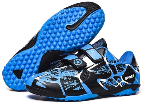 KUUK Chaussures de football pour enfants sur gazon synthétique Turf Chaussures de football pour salle Pour garçon fille AG FG TF Chaussures d'entraînement, 30 EU