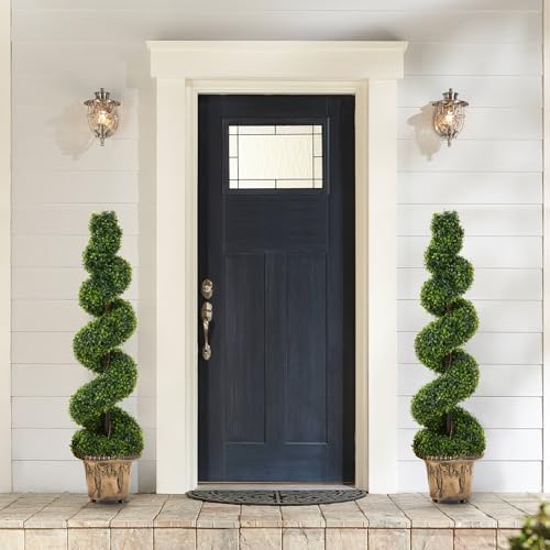 Warmiehomy 2 STK. Künstlicher Buchsbaum im Topf, 120cm Hoch Künstliche Pflanzen, UV-beständige Spirale Topiary Trees für Drinnen & Draußen Home Office Lobby Garten Dekor