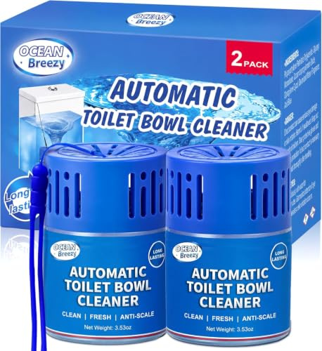 OceanBreezy Automatic Toilet Bowl Cleaner, 2 Pack, Up to 6 Months | Two large-capacity bottles, each lasting up to 3 months; automatic toilet care and suitable for septic systems