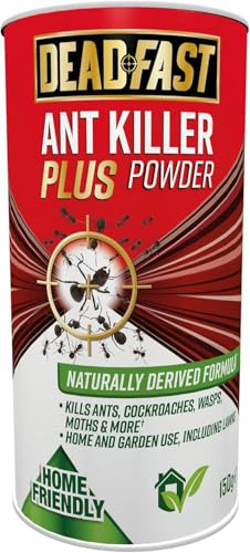 Deadfast Ant Killer Plus Powder 150g - Natural Crawling Insect Control for Ants, Cockroaches, Fleas, Wasps & More - Ready-to-Use Indoor & Outdoor Formula CoversUp to 15m²