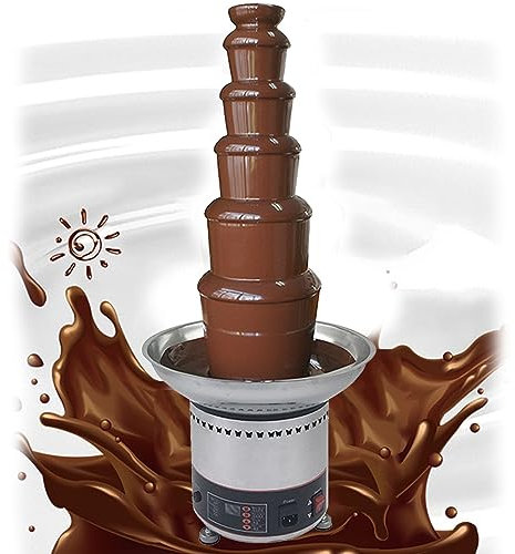 Commercial Chocolate Fountain, Electric Home Chocolate Fondue Fountain with Heated Stainless Steel Basin, Fondue Chocolate Fountain Machine for Party Restaurant Wedding Buffet Equipment,6Tier，6Tier