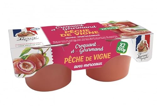 Compote de Pêche de vigne Croquant et Gourmand Lucien Georgelin le lot de 2 pots de 100g