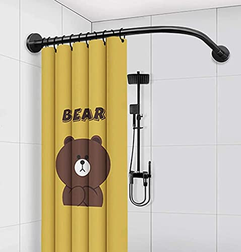 Barra de cortina de ducha curvada ajustable en forma de L, barra de cortina de baño con ventosas, barra telescópica para cortina de ducha, resistente al óxido, no requiere taladrar, se adapta a