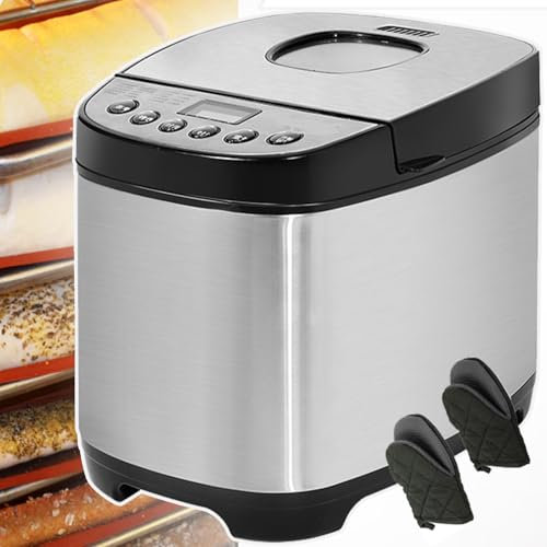 DDNGEJ Panificadora automática programable 12 en 1, compacta, con asa de Transporte, de Acero Inoxidable, Temporizador de 13 h y función de Mantener Caliente de 1 h, 3