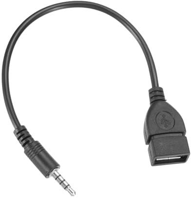 QUARKZMAN 2 câbles Aux vers USB convertisseur 3,5mm mâle 2,0 Femelle Noir | pour port voiture