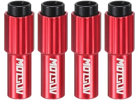 HARFINGTON 4pcs Bike Inline Cable Adjuster Brake Cable Gear Shift Connector | Red,Aluminum Alloy Indexed Inline Cable Tension Adjuster Housing Screws,for Mountain and Road Bikes