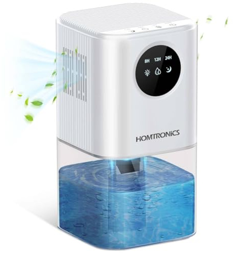 Homtronics Luftentfeuchter Klein, Luftentfeuchter Elektrisch 1.7L, Tragbarer Leise, 7 Farbiges Licht, Automatische Abschaltung, für Bad Schlafzimmer Schrank Büro (Weiß)
